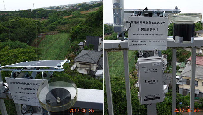 神奈川県三浦市内の気象観測実証実験の様子