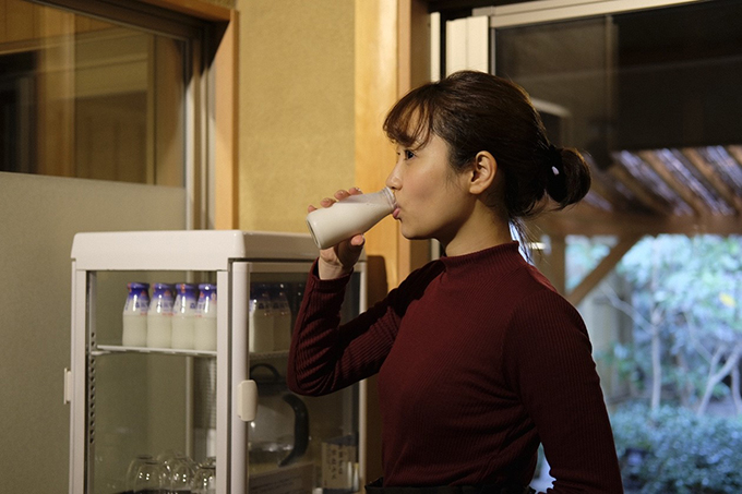 湯上りどころに牛乳の用意