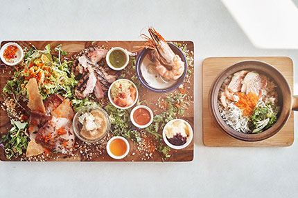 小田原漁港・三島漁港・駿河湾などでその日に水揚げされた新鮮な魚、小田原産の野菜などで構成されたワンプレート