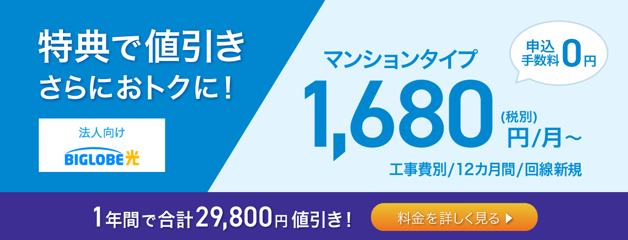 法人向けBIGLOBE光 特典