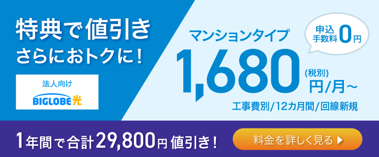 法人向けBIGLOBE光 特典